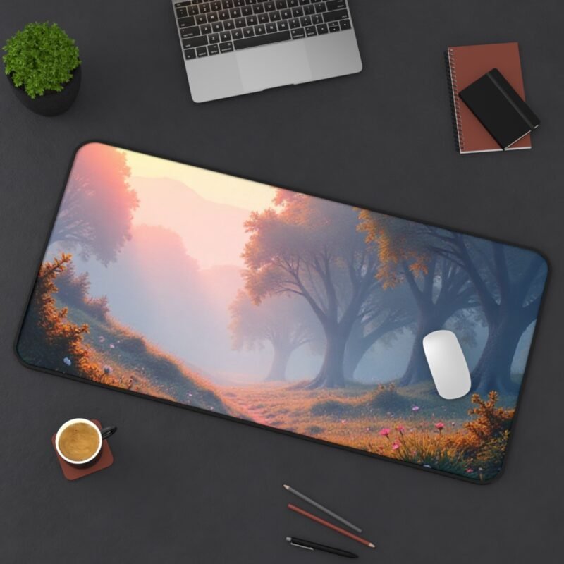 Serene Forest Desk Mat with Sunrise Glow for a Calm and Productive Workspace - Image 12