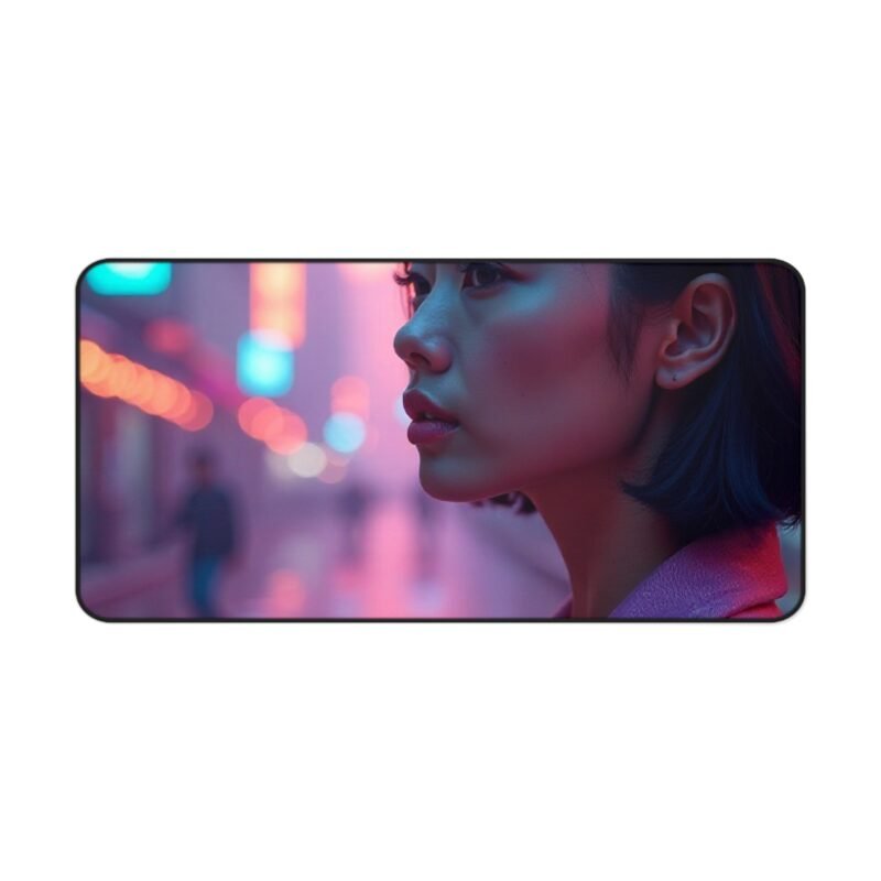 Cyberpunk Desk Mat Futuristic Neon Cityscape for Gaming and Workspaces - Image 9