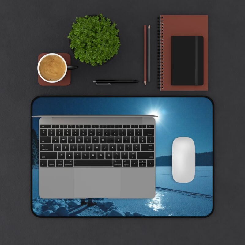 Winter Desk Mat with Moonlit Snowy Landscape for a Serene Workspace - Image 3