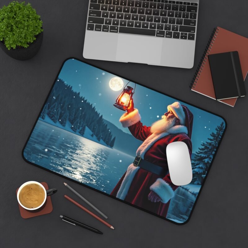 Santa Christmas Desk Mat Winter Night Scene Holiday Workspace Decor - Image 4