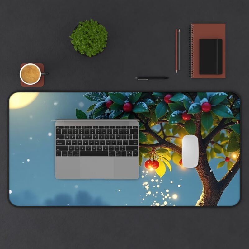 Winter Desk Mat with Festive Birds and Snowy Night Design - Image 11