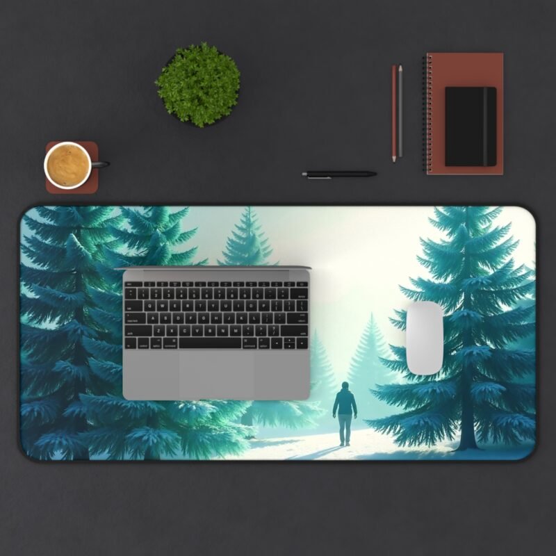 Tranquil Winter Desk Mat with Frosted Evergreen Design for a Calming Workspace - Image 11