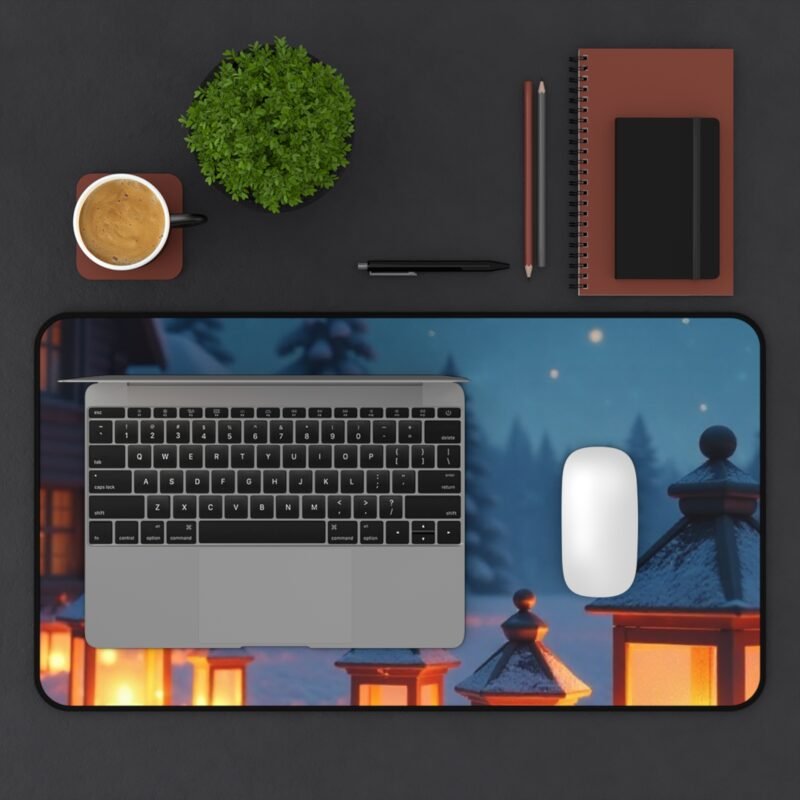 Winter Desk Mat with Cozy Snowscape and Lantern Glow for Tranquil Workspaces - Image 7