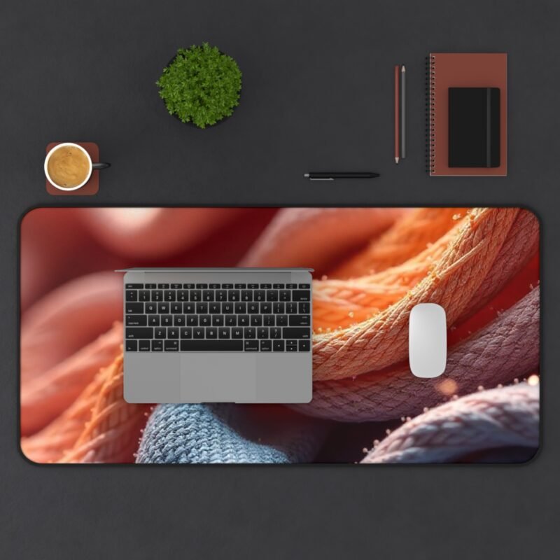 Coral and Blue Woven Desk Mat for Stylish and Productive Workspaces - Image 11