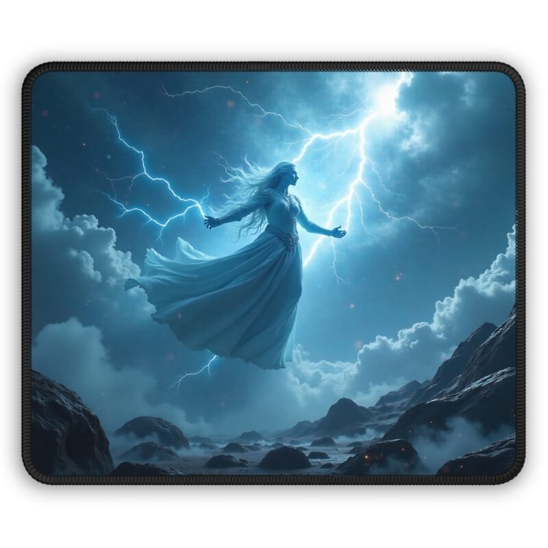 Mystic Tempest Fantasy Gaming Mouse Pad with Stunning Sorceress Thunderstorm Design