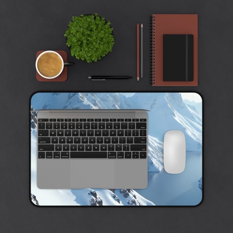 Nature-Inspired Desk Mat with Alpine Mountain and Hidden Lake Design - Image 3