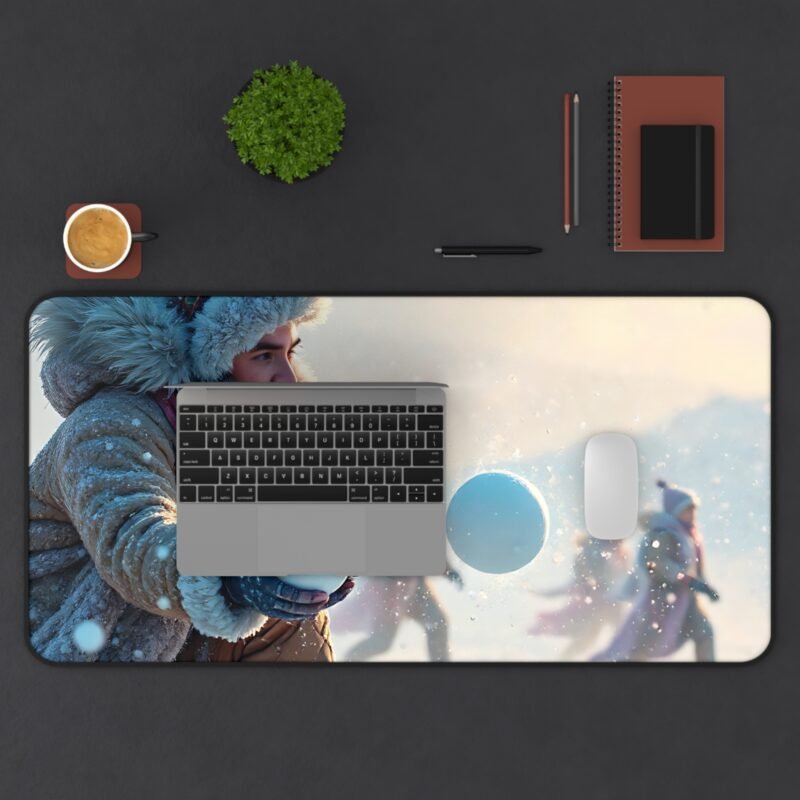 Winter Desk Mat with Snowball Fight Design for a Cozy and Inspiring Workspace - Image 11