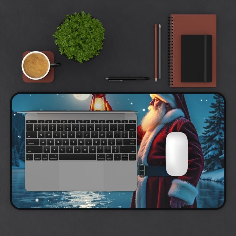Santa Christmas Desk Mat Winter Night Scene Holiday Workspace Decor - Image 7