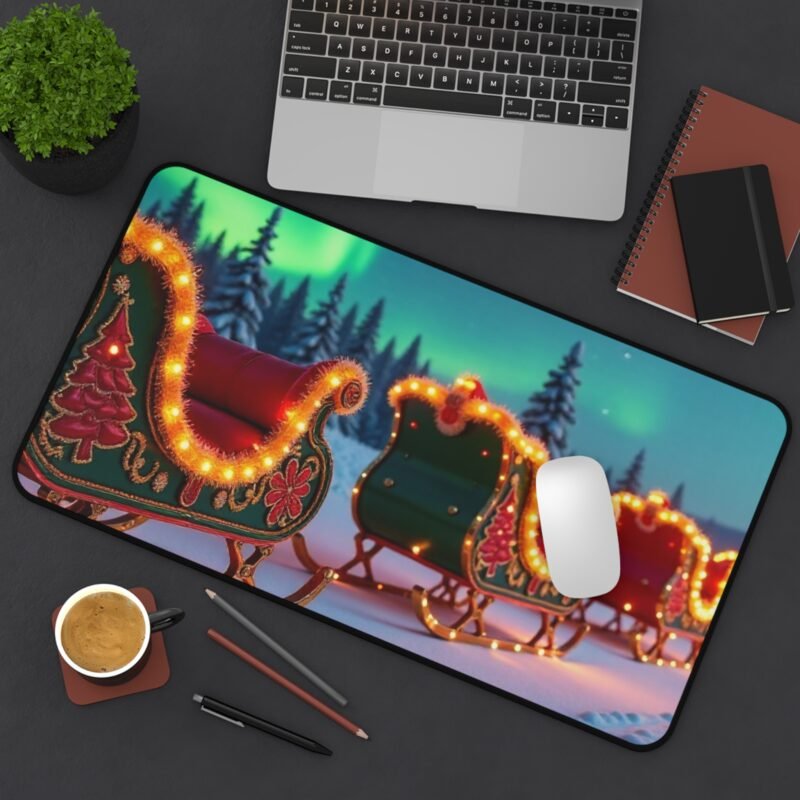 Christmas Desk Mat with Aurora Sleigh Ride Design for a Festive Workspace - Image 8