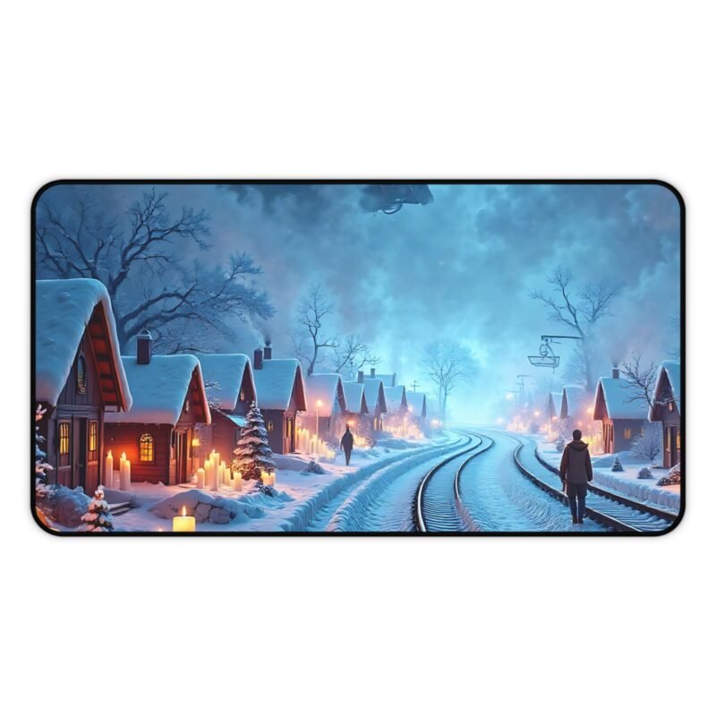 Winter Desk Mat with Snowy Evening Charm and Cozy Cottage Inspiration - Image 5