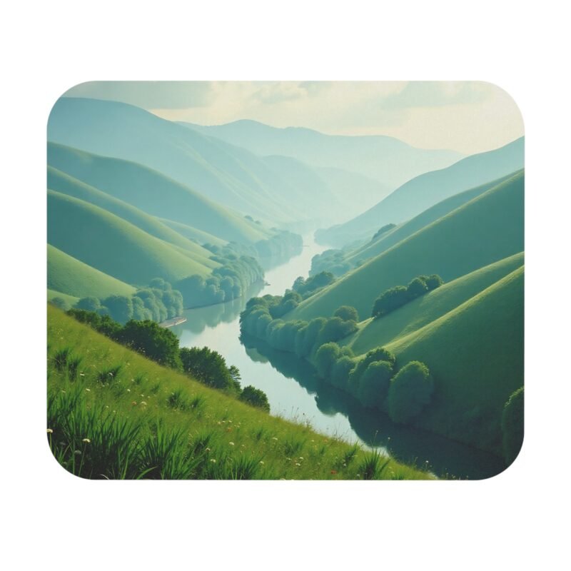 Nature Desk Mat with Serene Hills and River Design for Tranquil Workspaces