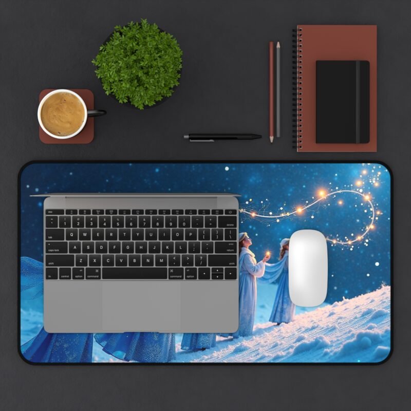 Mystical Winter Desk Mat with Celestial Design and Snowy Night Glow - Image 7