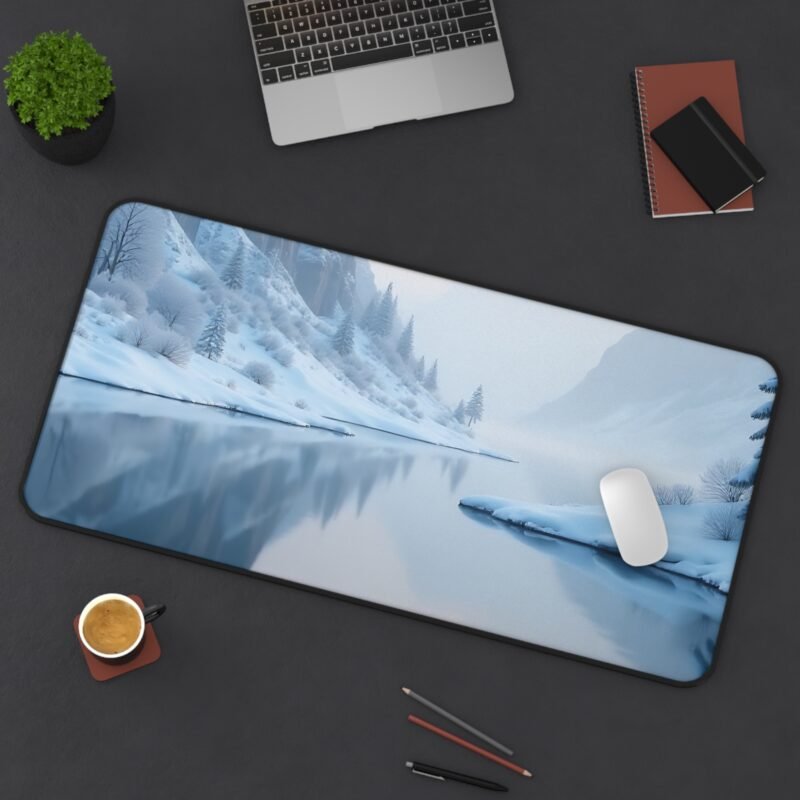Winter Nature-Themed Desk Mat with Snowy Mountain Reflection for a Serene Workspace - Image 12