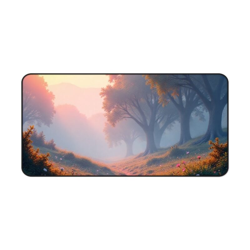 Serene Forest Desk Mat with Sunrise Glow for a Calm and Productive Workspace - Image 9