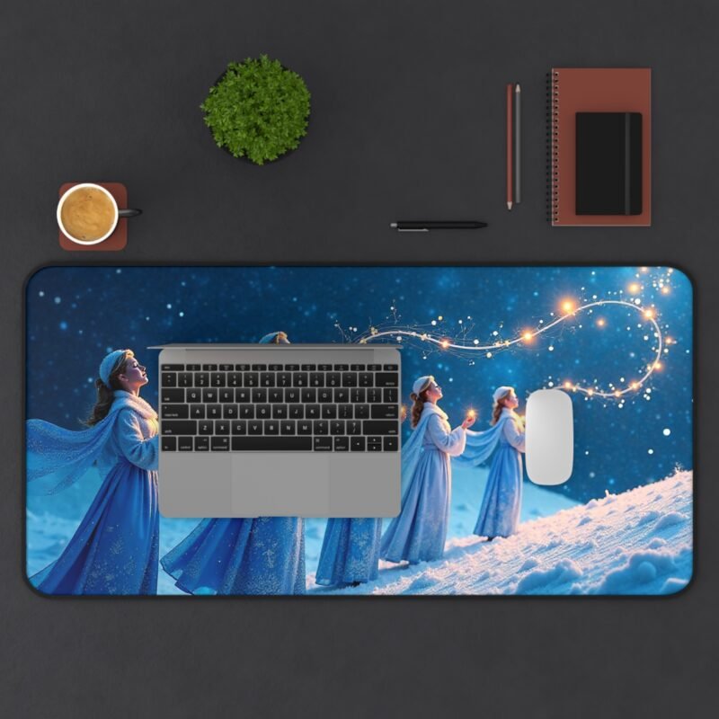 Mystical Winter Desk Mat with Celestial Design and Snowy Night Glow - Image 11