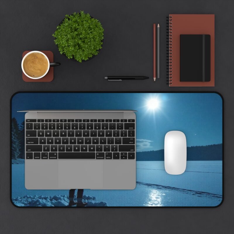 Winter Desk Mat with Moonlit Snowy Landscape for a Serene Workspace - Image 7