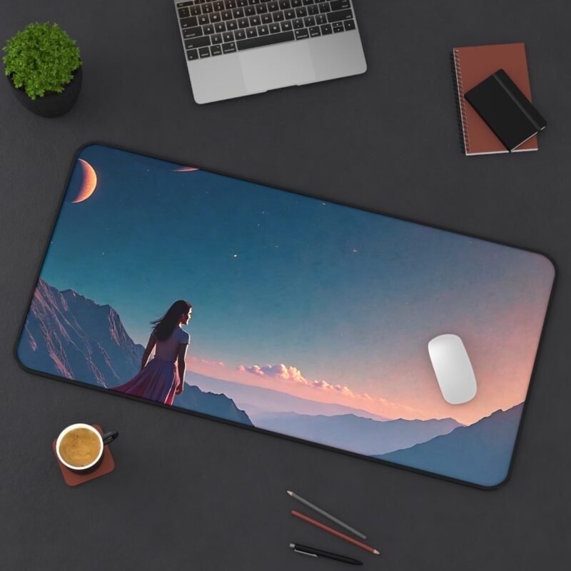 Galaxy Desk Mat with Twilight Mountain Scene and Celestial Sky - Image 12