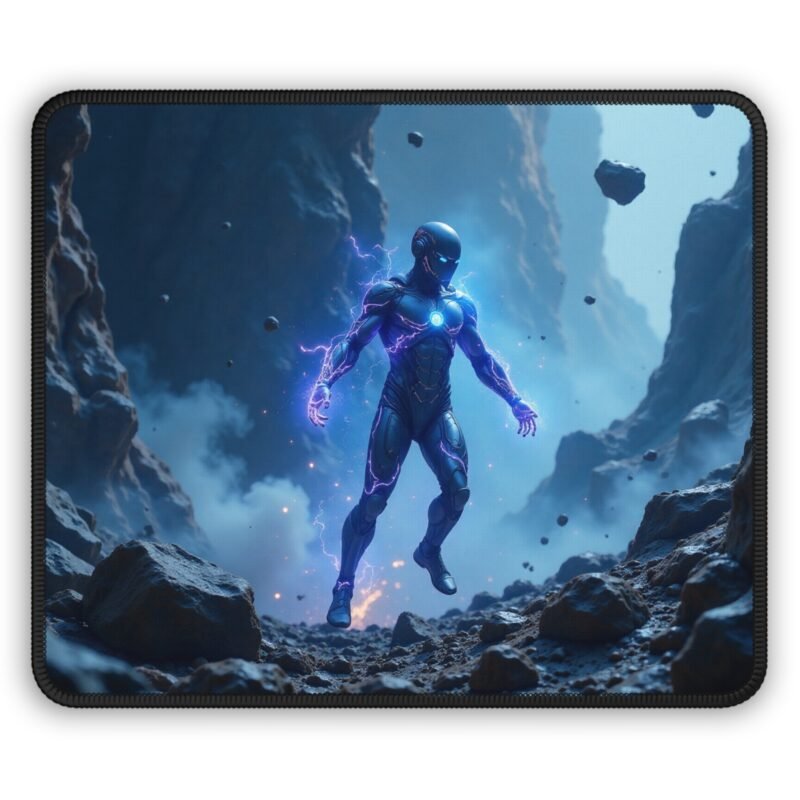 Gaming Mouse Pad Cosmic Design with Energy Aura and Alien Landscape