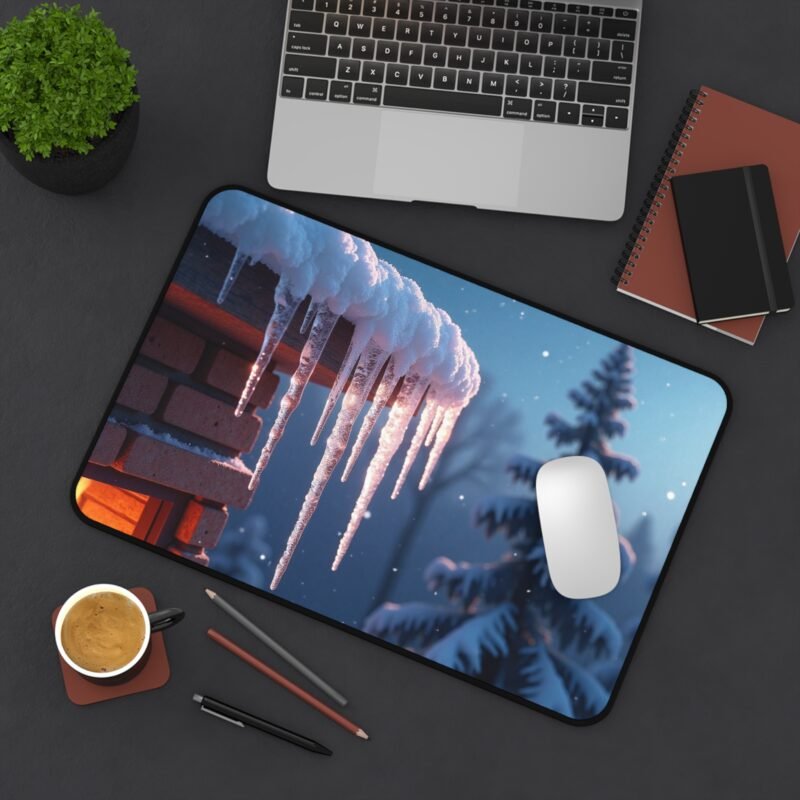 Winter Desk Mat with Cozy Cabin Design and Snowy Wonderland Aesthetic - Image 4
