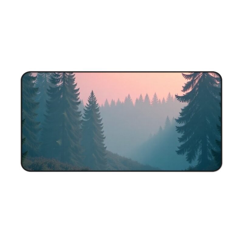 Nature Desk Mat with Tranquil Forest Scene and Misty Sunrise Design - Image 9