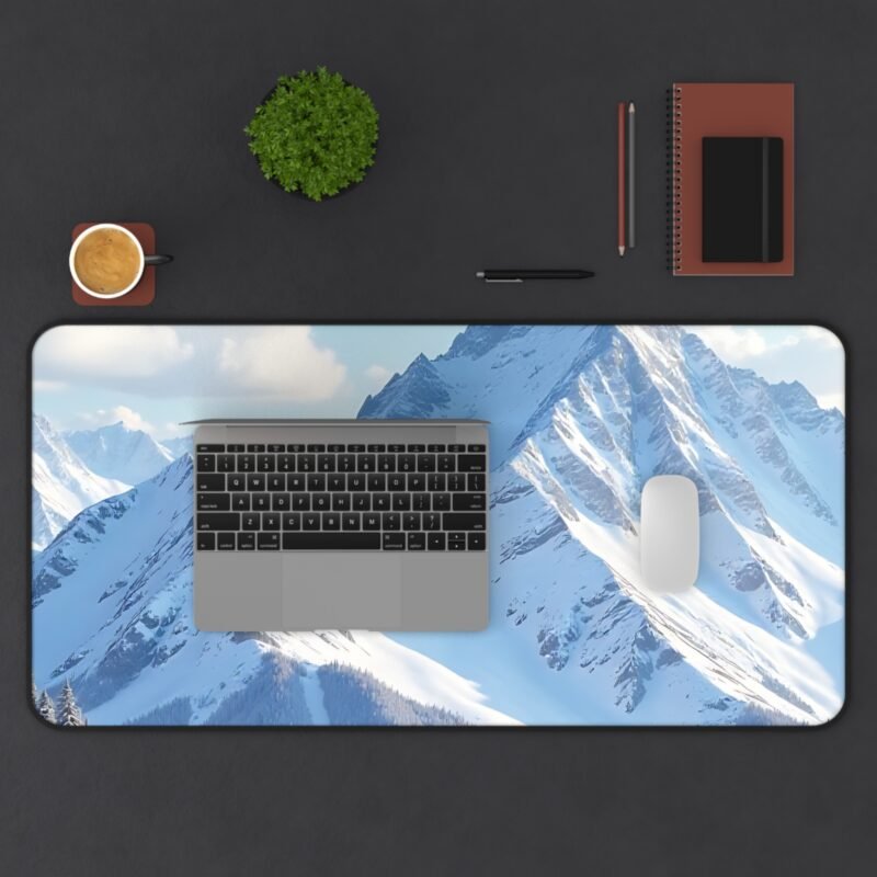 Winter Mountain Desk Mat with Alpine Snowy Landscape for a Serene Workspace - Image 11