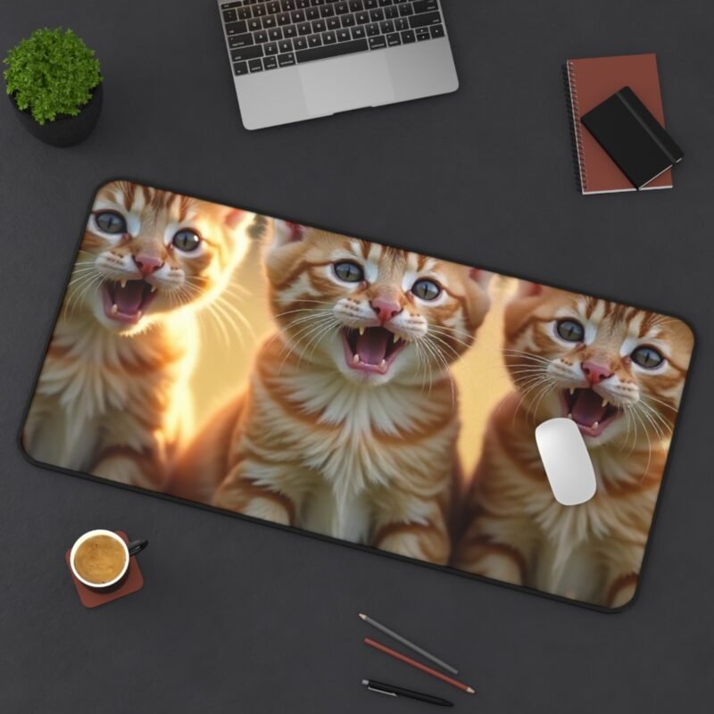 Cute Kitten Mouse Pad with Adorable Ginger Triplets in Sunlit Meadow - Image 12