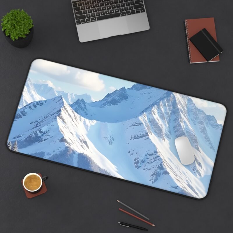 Winter Mountain Desk Mat with Alpine Snowy Landscape for a Serene Workspace - Image 12