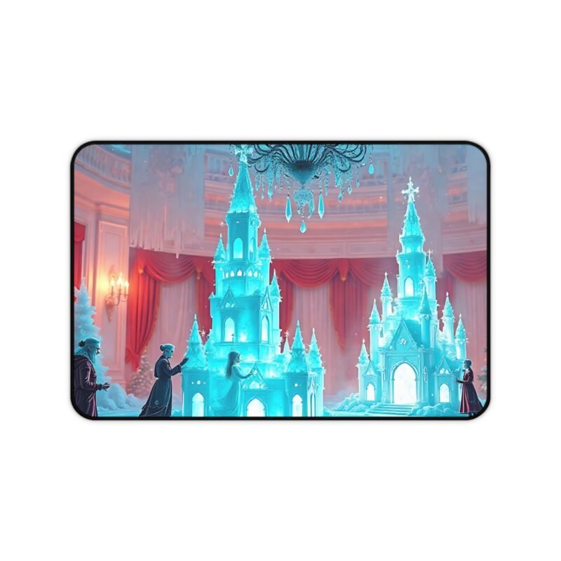 Winter Desk Mat with Icy Palace Design and Festive Christmas Elegance