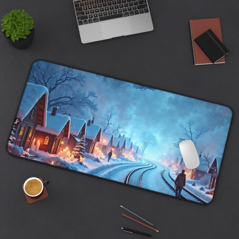 Winter Desk Mat with Snowy Evening Charm and Cozy Cottage Inspiration - Image 12