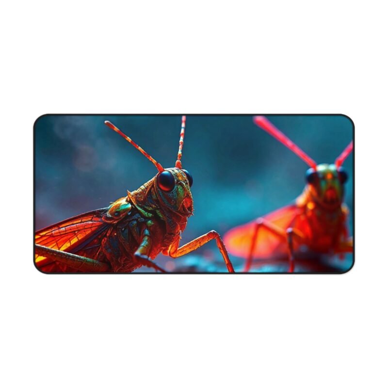 Fantasy Desk Mat with Vivid Grasshoppers on Mystical Misty Terrain for Nature and Fantasy Lovers - Image 9