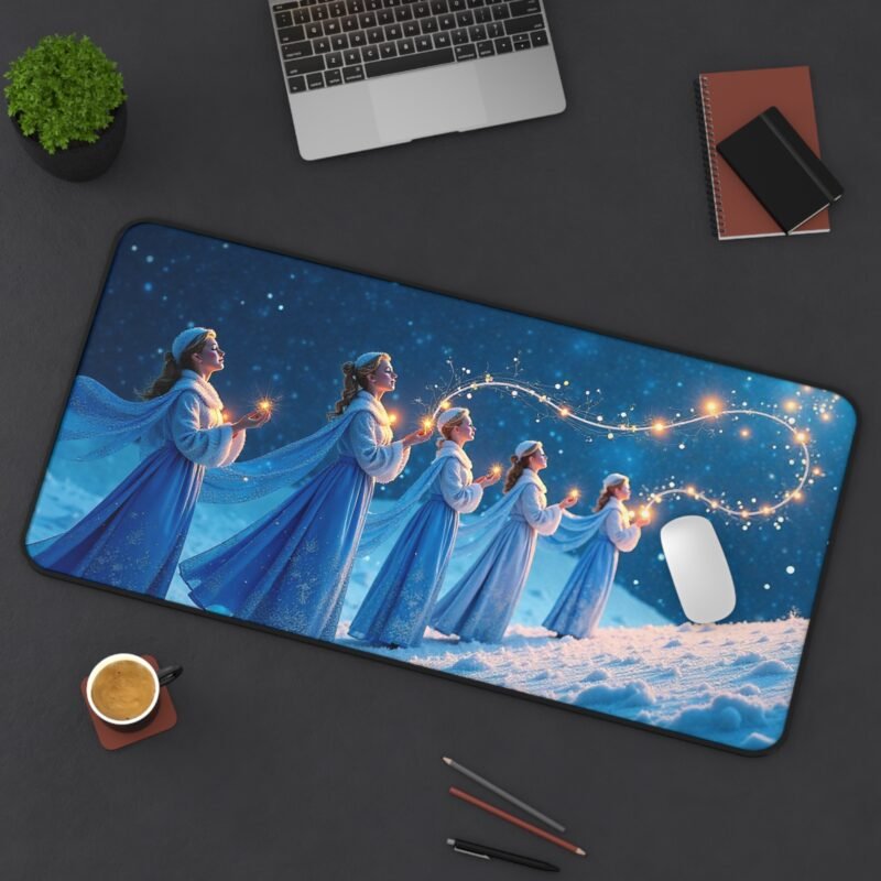 Mystical Winter Desk Mat with Celestial Design and Snowy Night Glow - Image 12