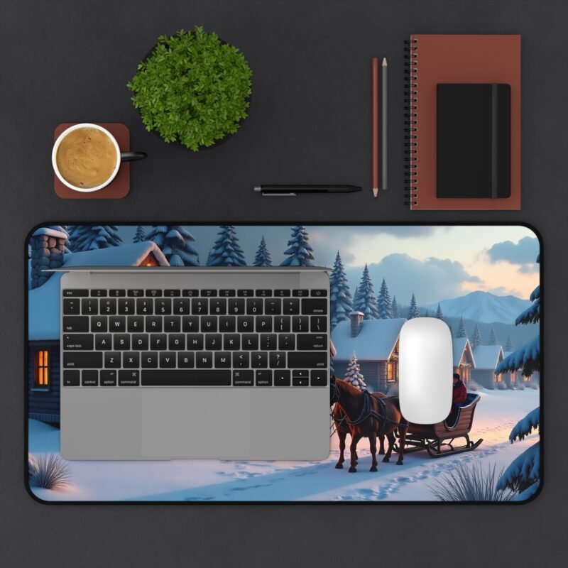 Winter Desk Mat with Enchanting Village Scene for Cozy Holiday Vibes - Image 7