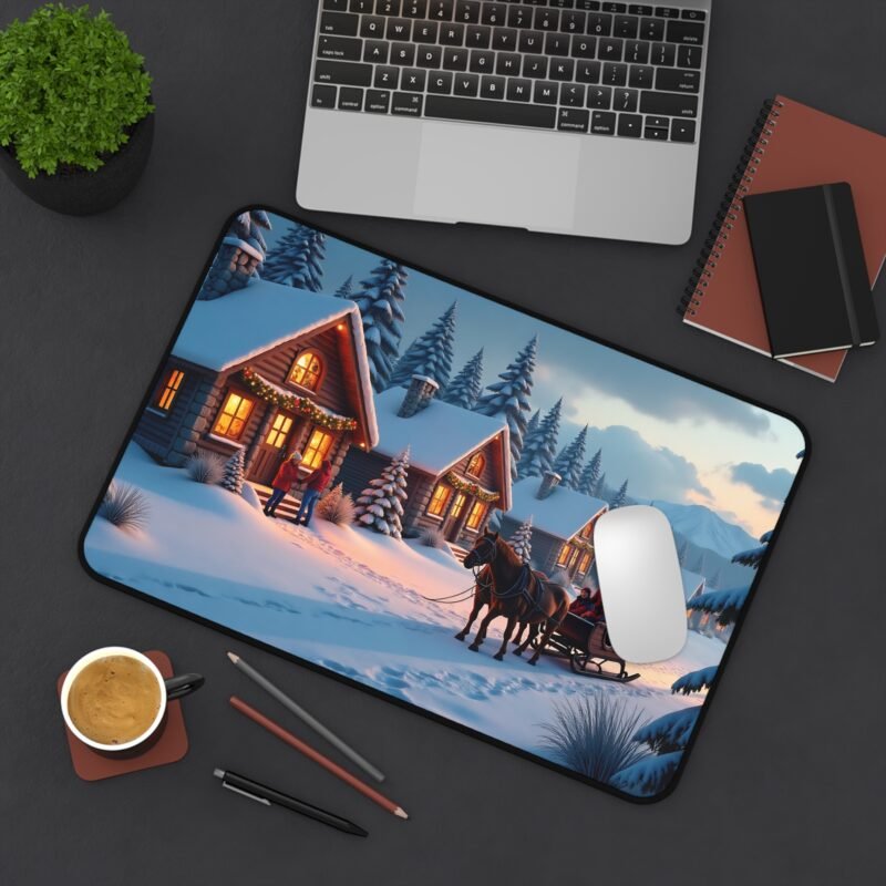 Winter Desk Mat with Enchanting Village Scene for Cozy Holiday Vibes - Image 4