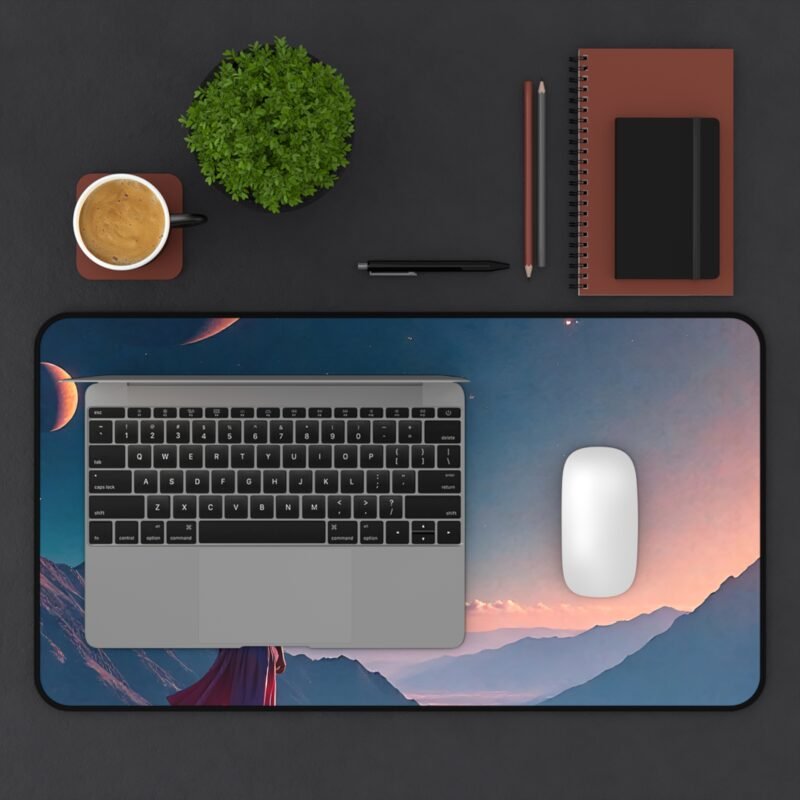 Galaxy Desk Mat with Twilight Mountain Scene and Celestial Sky - Image 7