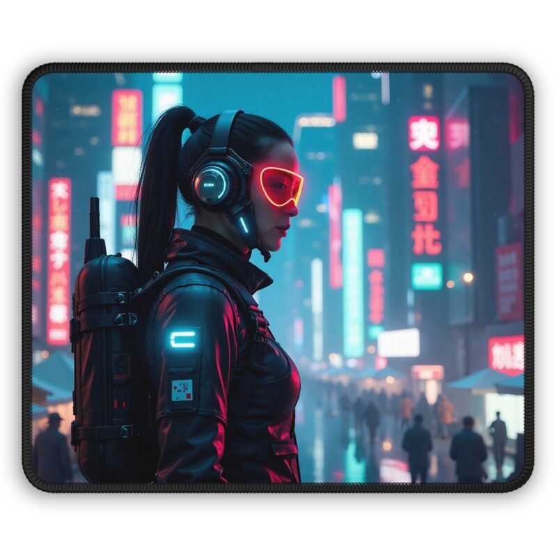 Cyberpunk Gaming Mouse Pad with Futuristic Neon Design for Immersive Gameplay