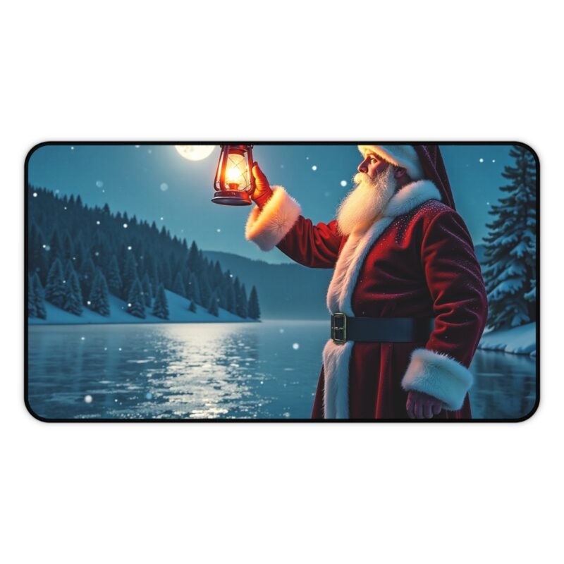Santa Christmas Desk Mat Winter Night Scene Holiday Workspace Decor - Image 5