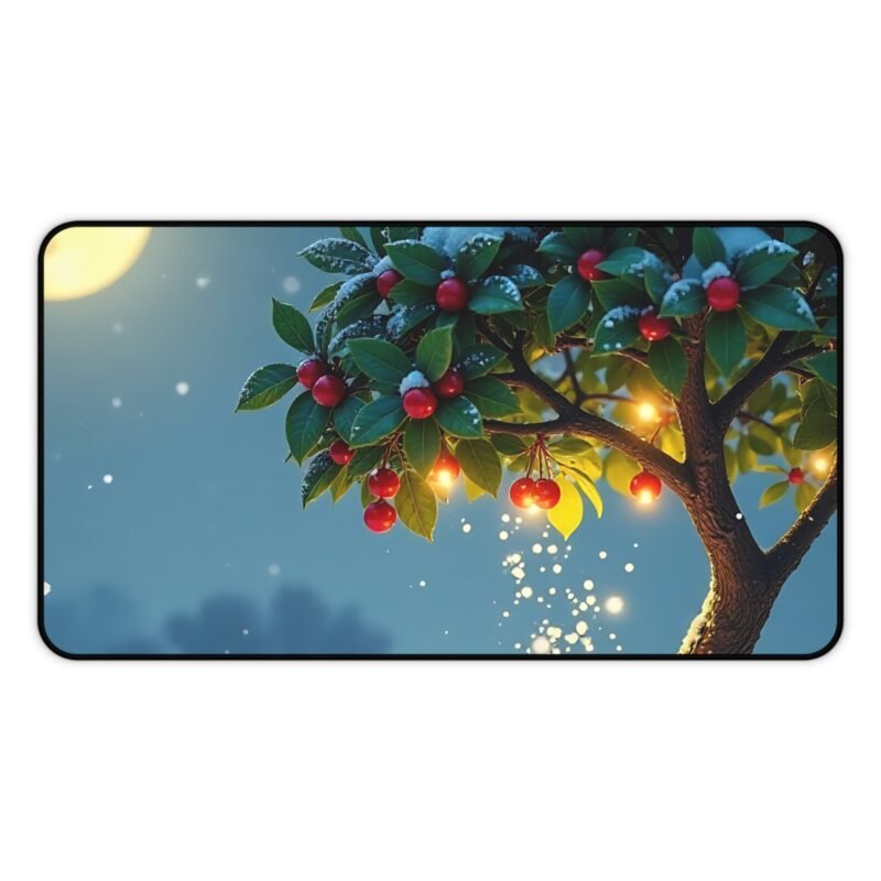 Winter Desk Mat with Festive Birds and Snowy Night Design - Image 5