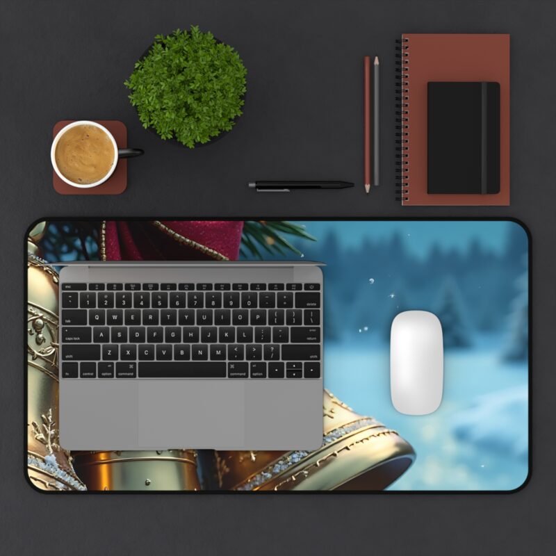 Festive Christmas Desk Mat with Snowy Scene and Holiday Bells - Image 7