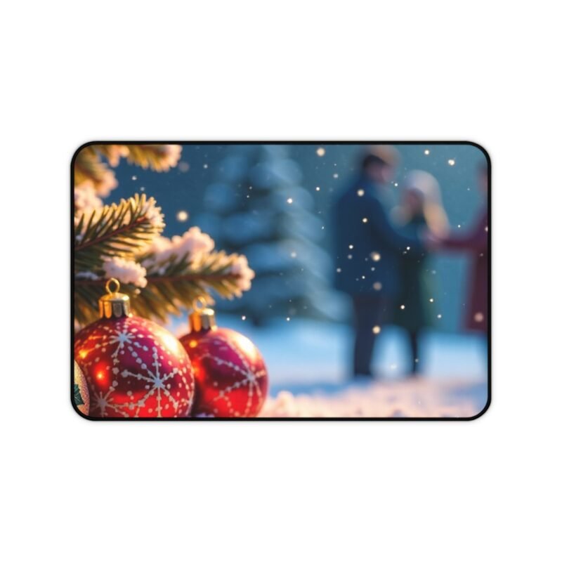 Christmas Desk Mat with Festive Tree and Winter Snow Scene for Holiday Workspaces