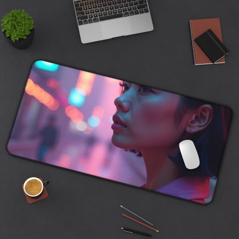 Cyberpunk Desk Mat Futuristic Neon Cityscape for Gaming and Workspaces - Image 12