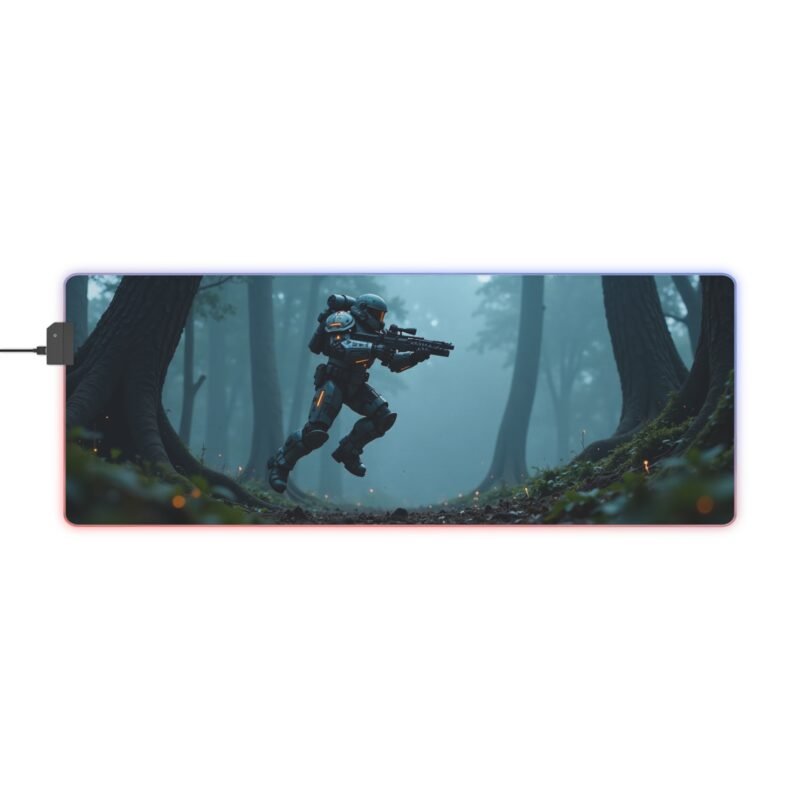 Gaming Mouse Pad RGB with Futuristic Soldier Design and Precision Surface