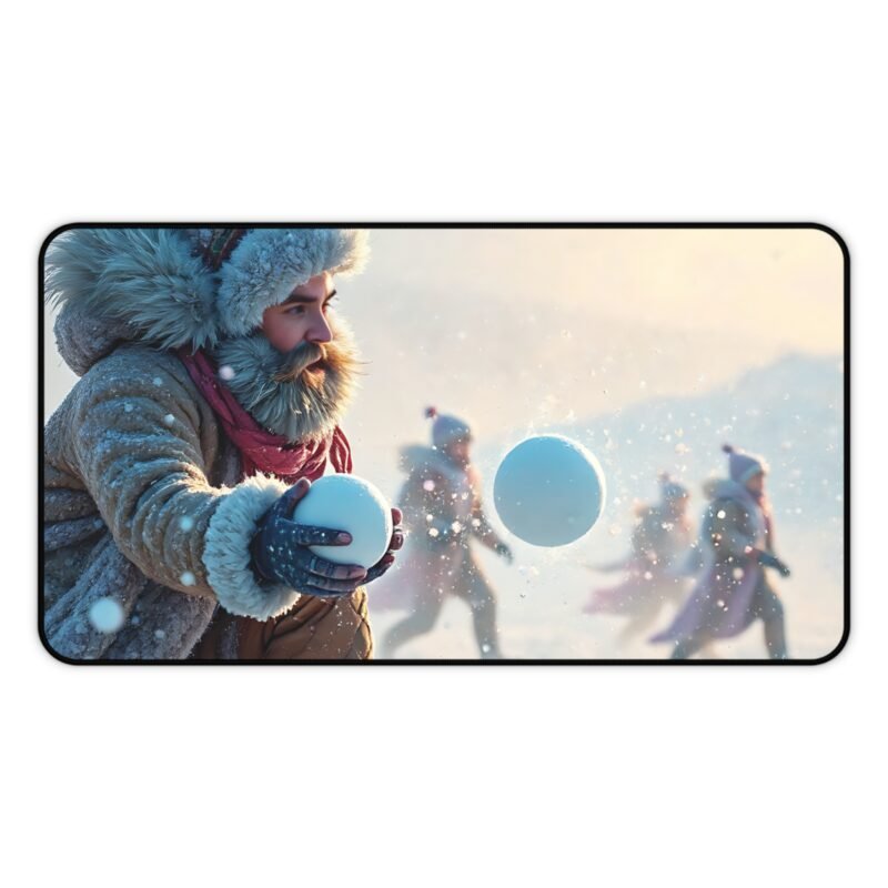 Winter Desk Mat with Snowball Fight Design for a Cozy and Inspiring Workspace - Image 5