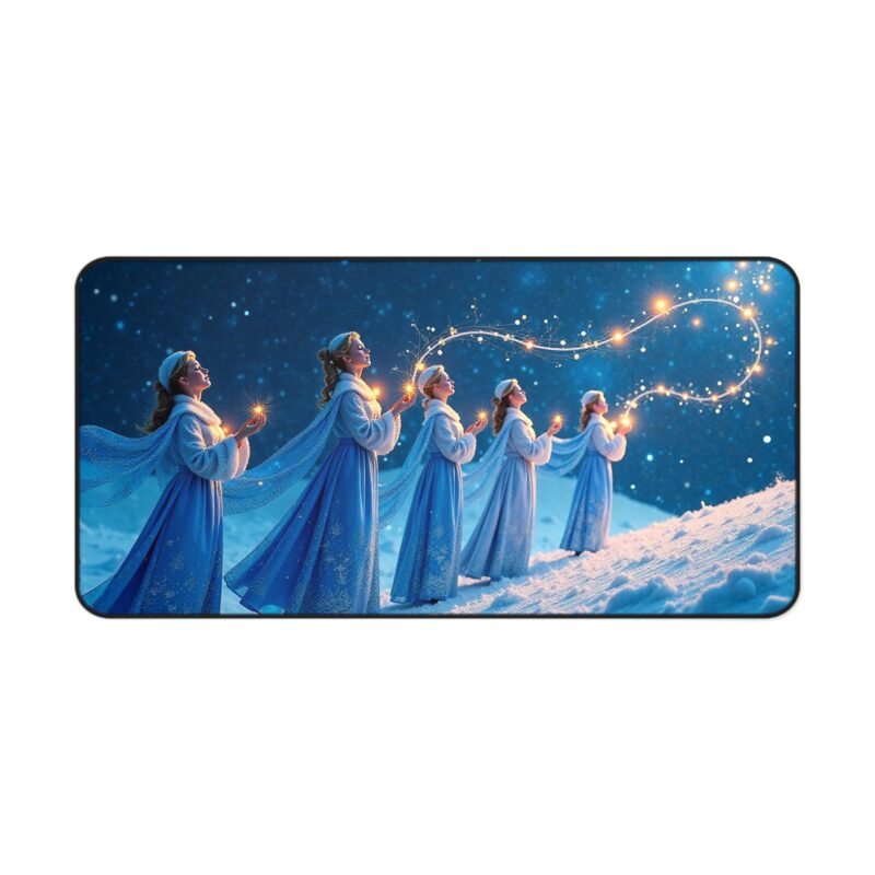 Mystical Winter Desk Mat with Celestial Design and Snowy Night Glow - Image 9