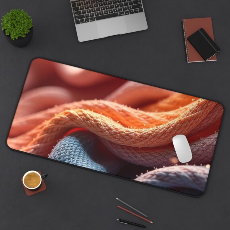 Coral and Blue Woven Desk Mat for Stylish and Productive Workspaces - Image 12