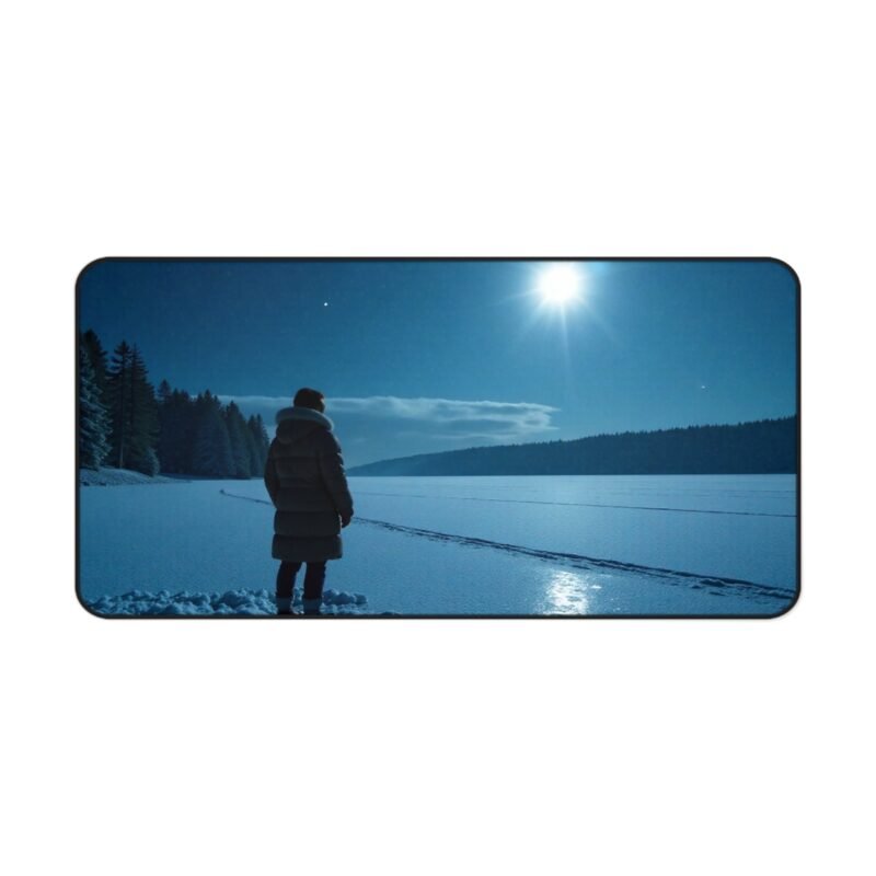 Winter Desk Mat with Moonlit Snowy Landscape for a Serene Workspace - Image 9