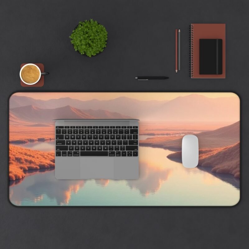 Serene Landscape Nature Desk Mat with Peaceful Sunset and Rolling Hills Design - Image 11