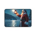 Santa Christmas Desk Mat Winter Night Scene Holiday Workspace Decor