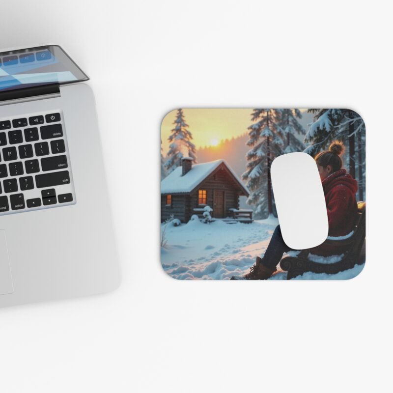 Winter Cabin Mouse Pad with Tranquil Snowy Retreat Design for Workspace Serenity - Image 4
