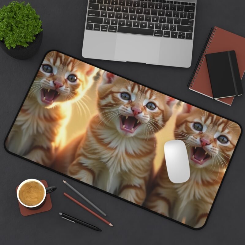 Cute Kitten Mouse Pad with Adorable Ginger Triplets in Sunlit Meadow - Image 8