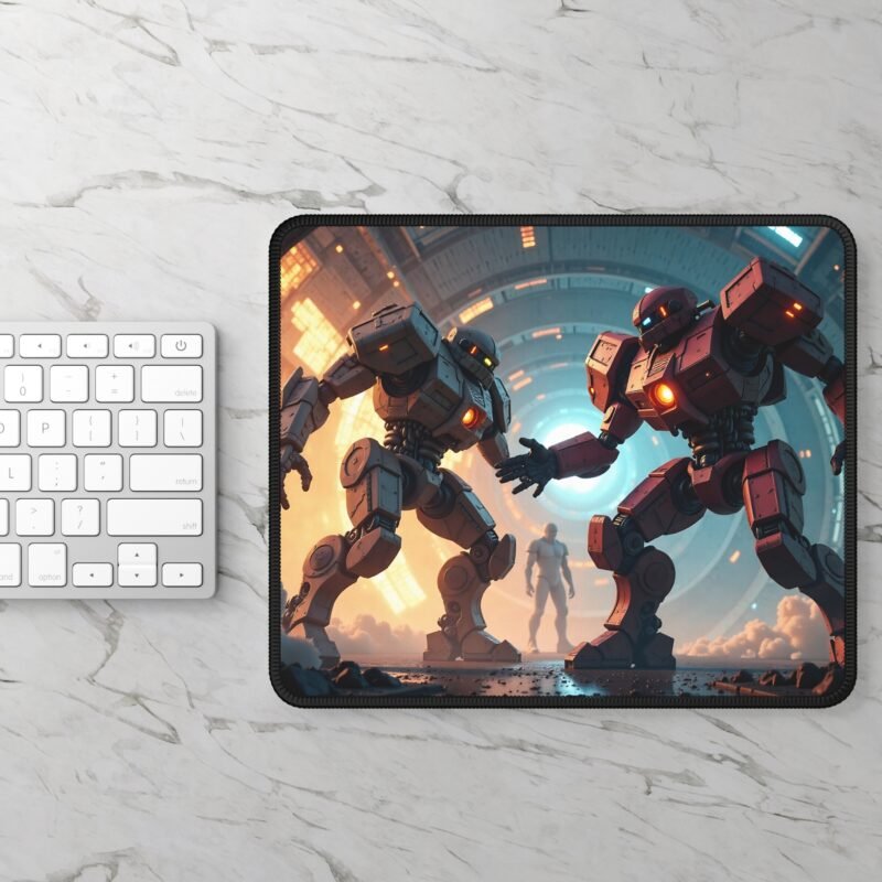 Epic Sci-Fi Gaming Mouse Pad with Towering Mech Arena Design - Image 2